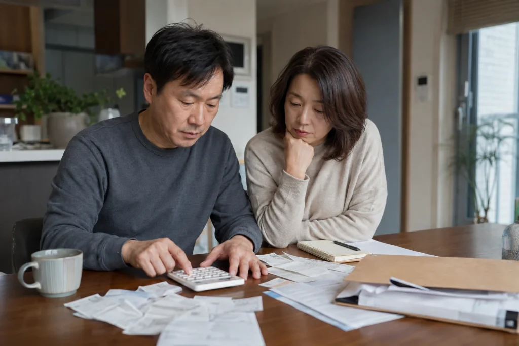 유류분 소송 비용 관련 날짜와 자료를 확인하는 장면