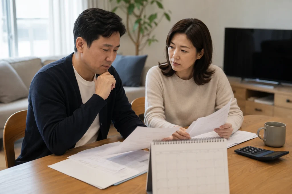 유류분 청구소송 기간 관련 날짜와 자료를 확인하는 장면